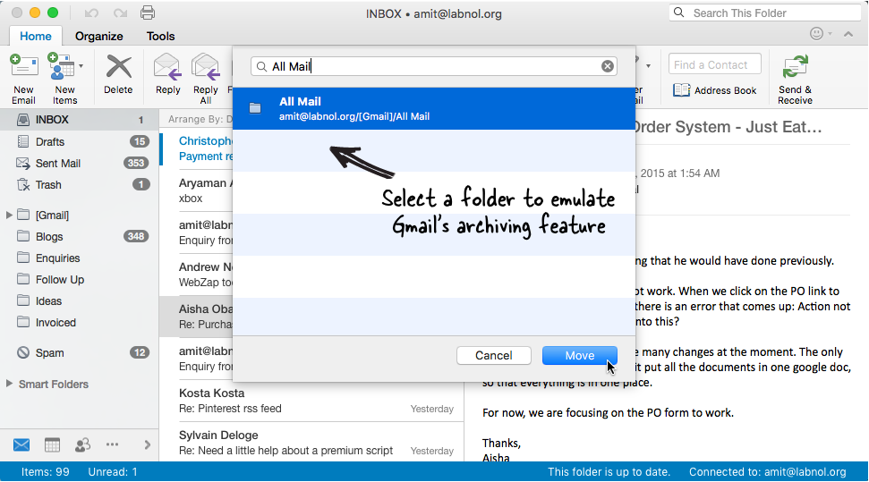 using gmail in outlook for mac