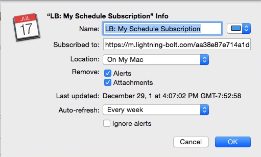 calendar subscription for mac